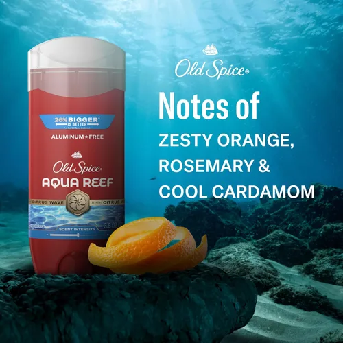 Miniatura 5 de Old Spice Desodorante sin aluminio para hombres, protección contra olores 24/7, frescura 24/7 y aroma duradero, Aqua Reef con aroma a ciprés, 3.8