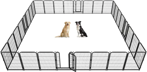 Corralito de metal para perros, 40 pulgadas de altura, 32 paneles, valla grande para perros grandes, medianos y pequeños, para interiores y