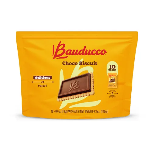 Miniatura 10 de Bauducco Galletas Choco Biscuit – Galletas crujientes cubiertas de chocolate, envueltas individualmente para aperitivos, postres y loncheras, 15.2