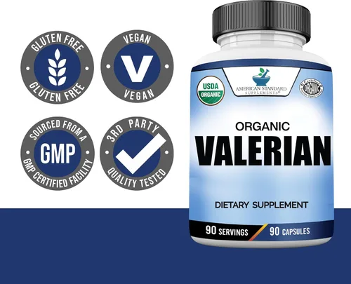 Miniatura 6 de American Standard Supplements Valeriana orgánica: vegana, sin gluten, sin OMG, 90 cápsulas, 90 porciones