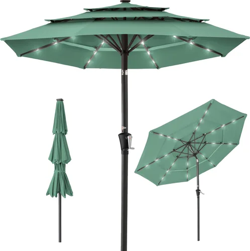 Miniatura 11 de Best Choice Products - Sombrilla solar de 10 pies de 3 niveles para patio, sombrilla de sol para exteriores, mercado, patio trasero, terraza, junto