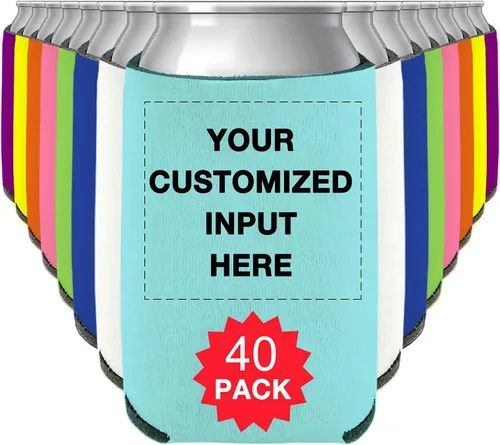 Miniatura 104 de Enfriadores de cerveza personalizados con manga de lata, 20 unidades, enfriador de latas personalizado con logotipo de foto para bodas, pesca, Negro