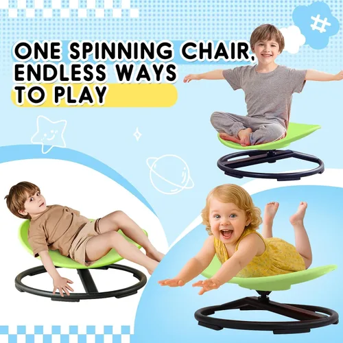 Miniatura 5 de Silla giratoria sensorial para niños autistas, asiento giratorio para autismo, juguete para sentarse y girar para niños autistas, juguetes de Verde
