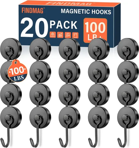 Miniatura 8 de FINDMAG Ganchos magnéticos giratorios de 60 libras, paquete de 4 ganchos magnéticos de neodimio resistentes, ganchos magnéticos fuertes para colgar