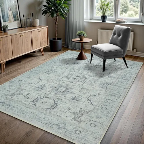 Miniatura 65 de GLN Rugs Bohemian Collection - Alfombra de felpilla lavable a máquina, bohemio vintage, antideslizante, alfombra de felpilla de pelo bajo, alfombra