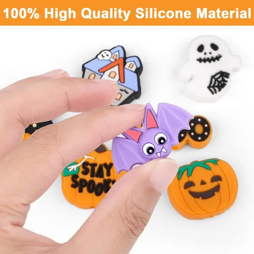 Miniatura 3 de Cuentas focales de silicona para Halloween, cuentas de silicona para bolígrafos, personajes, accesorios de silicona, kits para hacer llavero