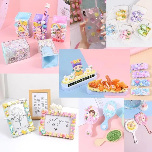 Miniatura 4 de 20 paletas de dulces kawaii, varios adornos de resina con parte trasera plana, suministros para manualidades, álbumes de recortes, decoración