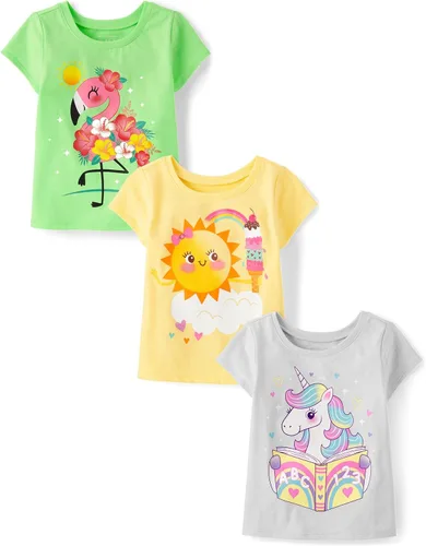 Miniatura 13 de The Children's Place Camisetas estampadas de manga corta para bebés y niñas pequeñas, con diseño de unicornios y mariposas, a la moda, paquete de 3