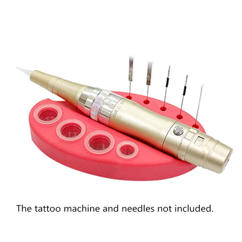 Miniatura 3 de Pinkiou Soporte de maquillaje permanente de silicona para cejas tatuaje pigmento organizador de tinta hisopos de algodón titulares de tazas Rosado
