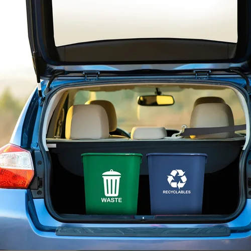 Miniatura 6 de Acrimet Cubo de basura para reciclaje y residuos, 6.75 galones, 27 cuartos de galón, 24 litros (plástico) (verde y azul) (juego de 2)