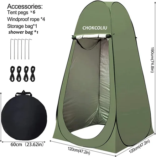 Miniatura 4 de Combo de tienda de ducha desplegable y bolsa de ducha solar de 20 L, refugio impermeable para privacidad para campamento con depósito de agua