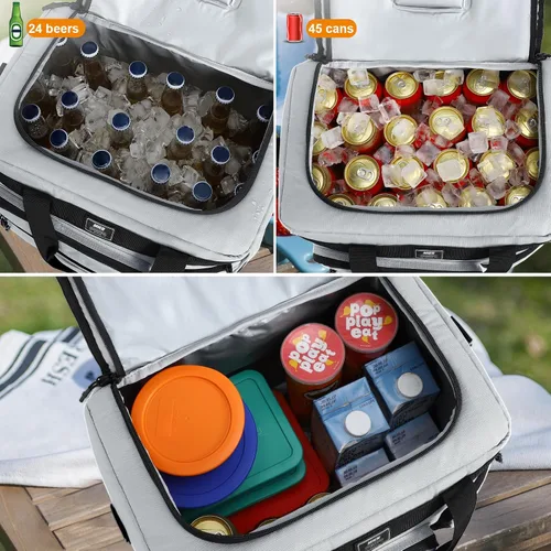Miniatura 5 de MIER Bolsa enfriadora suave extra grande de 30L con abridor de botellas para camping, playa, barbacoa, comestibles, golf, a prueba de fugas, bolsa