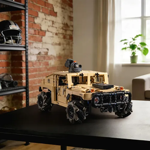 Miniatura 2 de UNCLE BRICK Kit de construcción de coche técnico blindado Hummer a control remoto 4WD, vehículo de rueda mecánica de control remoto de conducción
