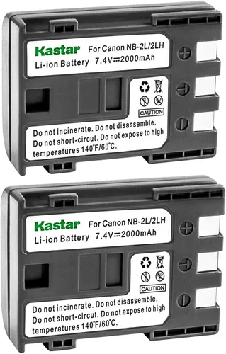 Kastar Batería (paquete de 2) para Canon NB-2L NB-2LH NB-2L12 NB-2L14 NB-2L24 y PowerShot G7 G9 S30 S40 S45 S50 S60 S70 S80 DC410 DC420 VIXIA HF R10