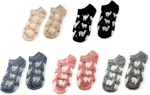 Miniatura 2 de CheeseandU. Calcetines tobilleros para mujer, 5 unidades, diseño de dibujos animados.