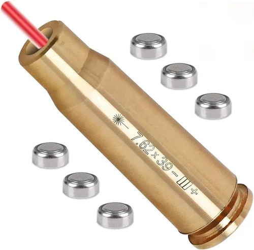 7.62X39MM Red Dot Laser Bore Sight Cal. 7.62X39 Cartucho en cámara Punto Rojo Puntos Láser Boresighter con 2 Juegos de Baterías