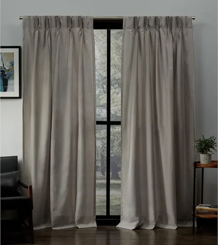 EXCLUSIVE HOME Loha - Par de paneles de cortinas plisadas para filtrar la luz, 96 pulgadas de largo, color beige