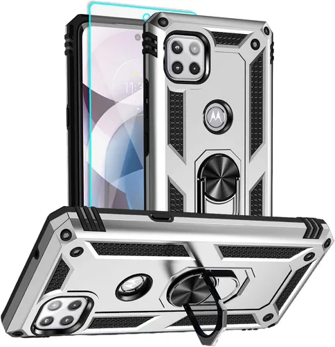 Miniatura 10 de Funda para teléfono Motorola One 5G Ace, Moto One 5G Ace con protector de pantalla HD, [grado militar de 16 pies probada en caídas], anillo