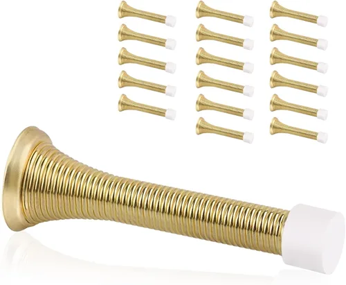 Miniatura 10 de Paquete de 18 topes de resorte para puerta, color blanco, topes flexibles de 3-1/4 pulgadas con puntas de parachoques de goma blanca