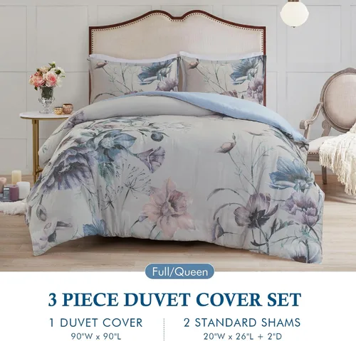 Miniatura 6 de Madison Park Juego de edredón 100% algodón, hermoso diseño floral, para todas las estaciones, juego de ropa de cama transpirable, fundas a juego