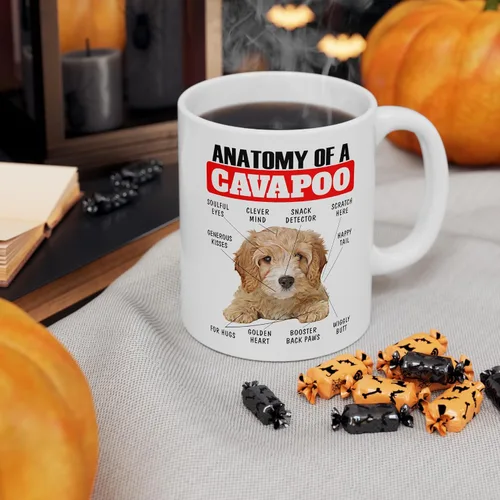 Miniatura 8 de Divertida taza de café de cerámica blanca de 11 oz con diseño de cachorro de Cavapoo