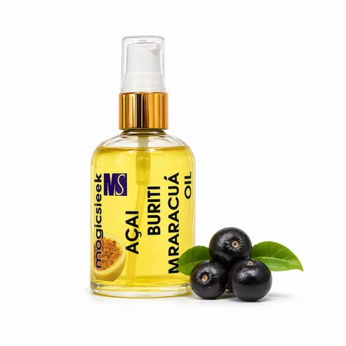 Magic Sleek Acai Oil 2.0 fl oz | Suero para el cabello | Aceite de maracuja y buriti | Hidratante y nutritivo | Control del encrespamiento |