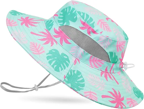 Miniatura 14 de Sombrero de sol para niñas de 2 a 8 años de malla con protección UV, sombrero de playa plegable para niñas de 2 a 8 años Azul