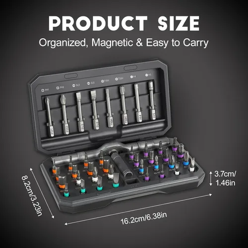 Miniatura 6 de Juego de destornilladores magnéticos 42 en 1, juego de destornilladores de trinquete con funda, kit de herramientas de reparación con mango en T