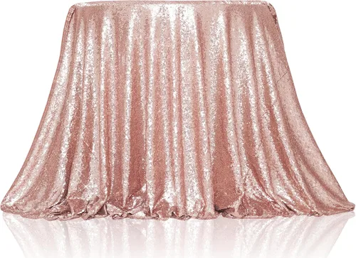 Miniatura 32 de PartyDelight Mantel de lentejuelas redondo de 50 pulgadas, color dorado claro, adorno de mesa para decoración de bodas, fiestas, cumpleaños