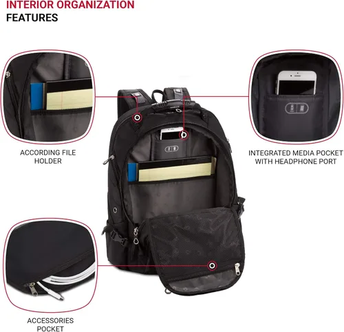 Miniatura 4 de Swiss Gear SA1923 - Mochila negra para laptop ScanSmart, compatible con la mayoría de portátiles y tabletas de 15 pulgadas