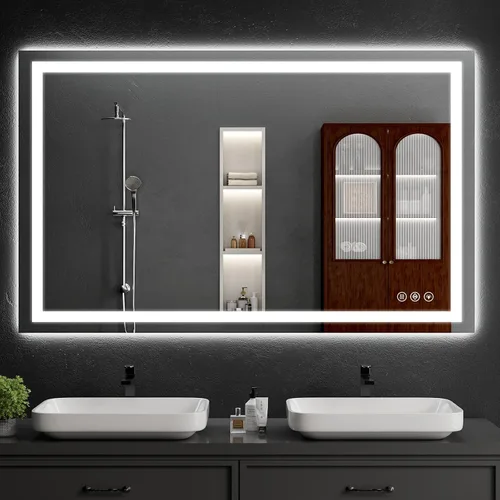 Miniatura 23 de Espejo de baño LED de 30 x 48 pulgadas con luces, regulable, antivaho, espejo de tocador de baño para pared, retroiluminado + luz frontal, función