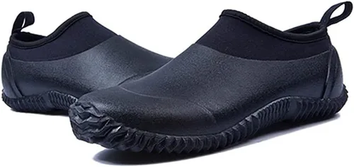 Miniatura 38 de SYLPHID Zapatos de jardín para hombre, zapatos de lluvia impermeables de neopreno para campamento, cuidado del césped, jardinería y trabajo