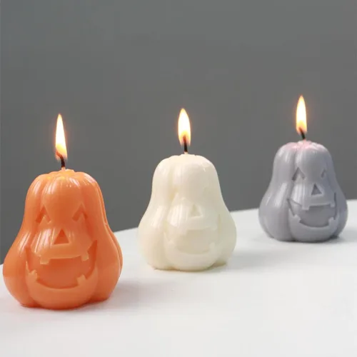 Miniatura 4 de 2 moldes de silicona para velas de Halloween, bricolaje 3D de calabaza malvada, molde de cera para hacer velas de yeso, adorno de resina, jabón, 2
