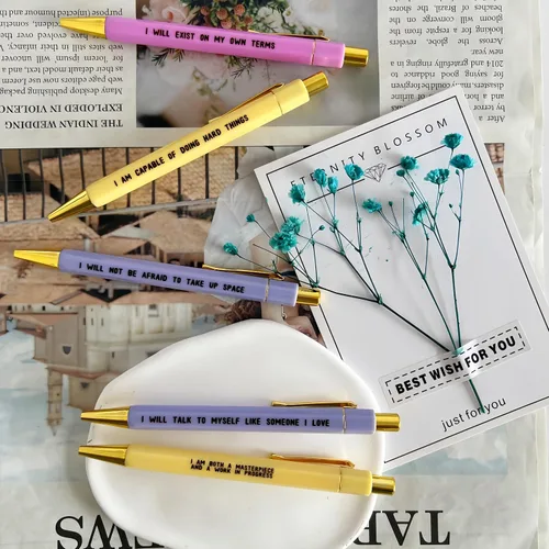 Miniatura 3 de Jxueych 5 bolígrafos divertidos con papel, bolígrafos retráctiles de colores surtidos, tinta negra 1.0 mm punta media de secado rápido