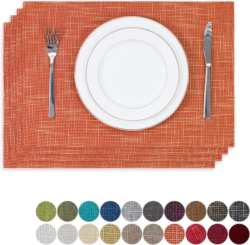 Miniatura 35 de Kevin Textile - Juego de 4 manteles individuales resistentes al calor, lavables, para fiestas, bufé, cenas, 13 x 19 pulgadas, color negro