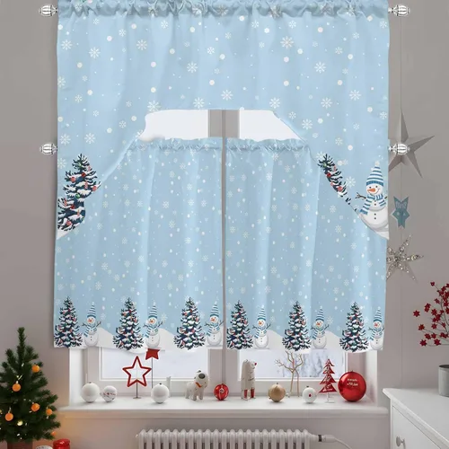 Miniatura 11 de Bonito muñeco de nieve, cenefa de cocina, cenefa con bolsillo para barra, paneles de cortina para dormitorio, sala de estar, baño, cafetería