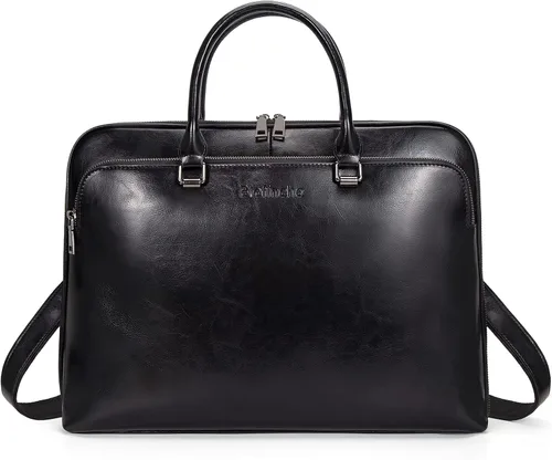 Blofinche Bolso de mensajero para portátil con hombro: Maletín de trabajo de cuero genuino de 13.3 a 15.6 pulgadas, bolso de diseñador
