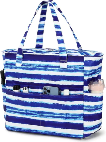 Miniatura 9 de Bolsas impermeables para la playa y la piscina, para mujeres y mujeres, extragrandes, bolsa de transporte con compartimento húmedo para viajes