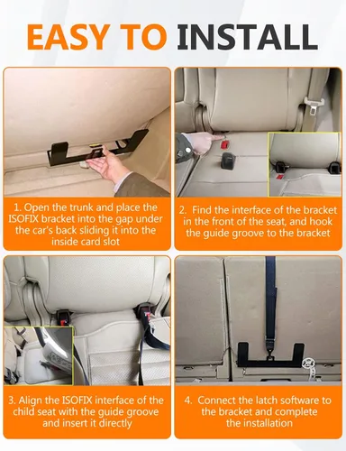 Miniatura 5 de Kit de Montaje de Anclaje para Asiento Infantil ISOFIX, Soporte Universal de Pestillo para Asiento Infantil de Coche, Anclaje de Retención, Montaje