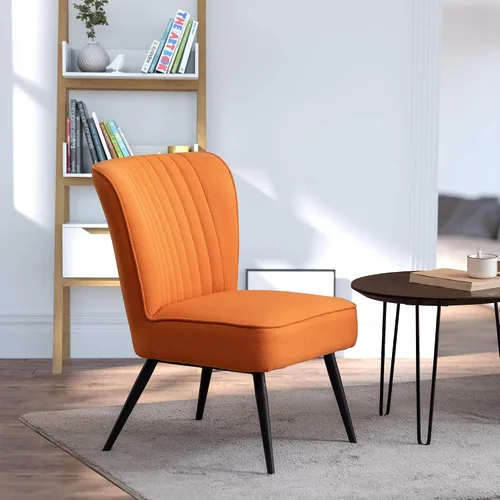 Miniatura 9 de Alunaune Juego de 2 sillas decorativas naranjas tapizadas para sala de estar, modernos juegos de muebles de dormitorio, pantuflas sin brazos, silla