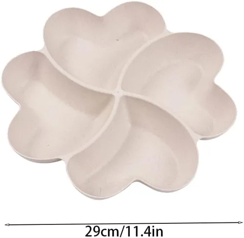 Miniatura 7 de Bandeja dividida para servir, plato seccionado de aperitivo, plato para servir postres, platos de plástico reutilizables, bandeja redonda para Beige