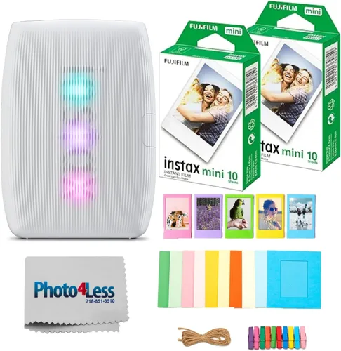 FUJIFILM INSTAX Mini Link 3 - Paquete de impresora para smartphone con película Fujifilm Instax Mini (20 hojas), marcos de fotos colgantes, marco de