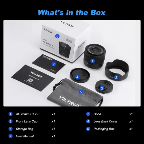 Miniatura 8 de Viltrox 25mm F1.7 Air FE Pocket Dispo Lente AF F/1.7 E-Mount Portátil para Sony Lente para Principiantes Autofoco APS-C Gran Apertura Lentes FE Prime
