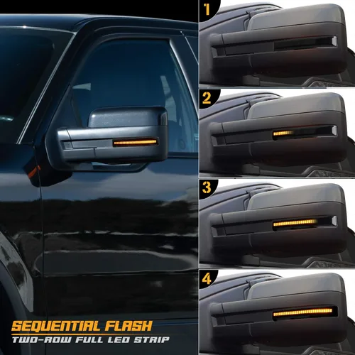 Miniatura 2 de Luces LED secuenciales para espejo lateral con lente ahumada Compatible con Ford F150 2009 a 2014