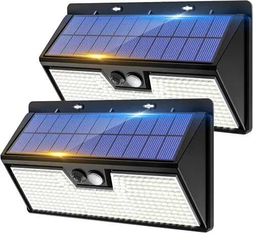 Miniatura 13 de vighep Paquete de 12 luces solares de movimiento para exteriores, luces impermeables para valla al aire libre, luces LED de pared blancas cálidas