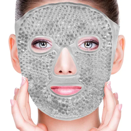 Miniatura 11 de Máscaras faciales frías, máscara facial de hielo, compresa fría y caliente, ojeras, hinchazón, migrañas y dolor de cabeza, enfriamiento