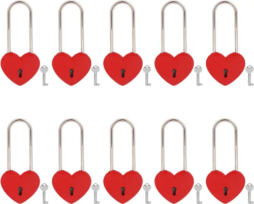 Miniatura 24 de Love Lock - Candado de corazón con llave para enamorados, boda, día de San Valentín, aniversario, viajes (con llave)