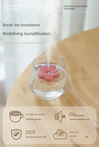 Miniatura 2 de Humidificador pequeño USB 2 paquetes de humidificador portátil creativo de flores, fácil de usar, mini silencioso de plástico para el hogar