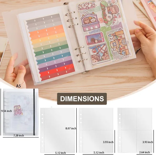 Miniatura 7 de 1 pieza Álbum de almacenamiento de pegatinas A5, libro de organización de pegatinas para coleccionar, carpeta con fundas para stickers, organizador