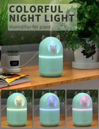 Miniatura 5 de Humidificador de Niebla Fría, Mini Humidificadores de 300ml con Luz Nocturna, Humidificador de Aire Automático Sin Agua con Apagado Automático